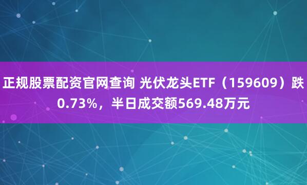 正规股票配资官网查询 光伏龙头ETF（159609）跌0.73%，半日成交额569.48万元
