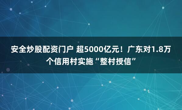 安全炒股配资门户 超5000亿元！广东对1.8万个信用村实施“整村授信”