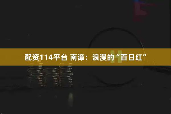 配资114平台 南漳：浪漫的“百日红”